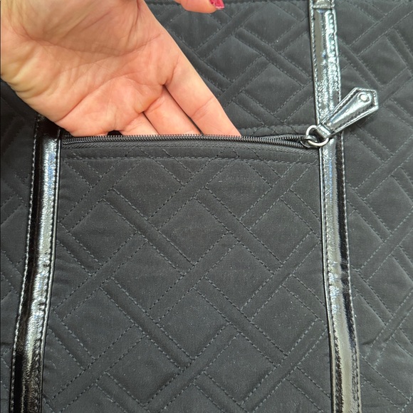 Vera Bradley Tote Bag Quilted Pattern Double Handles Black - Picture 5 of 7